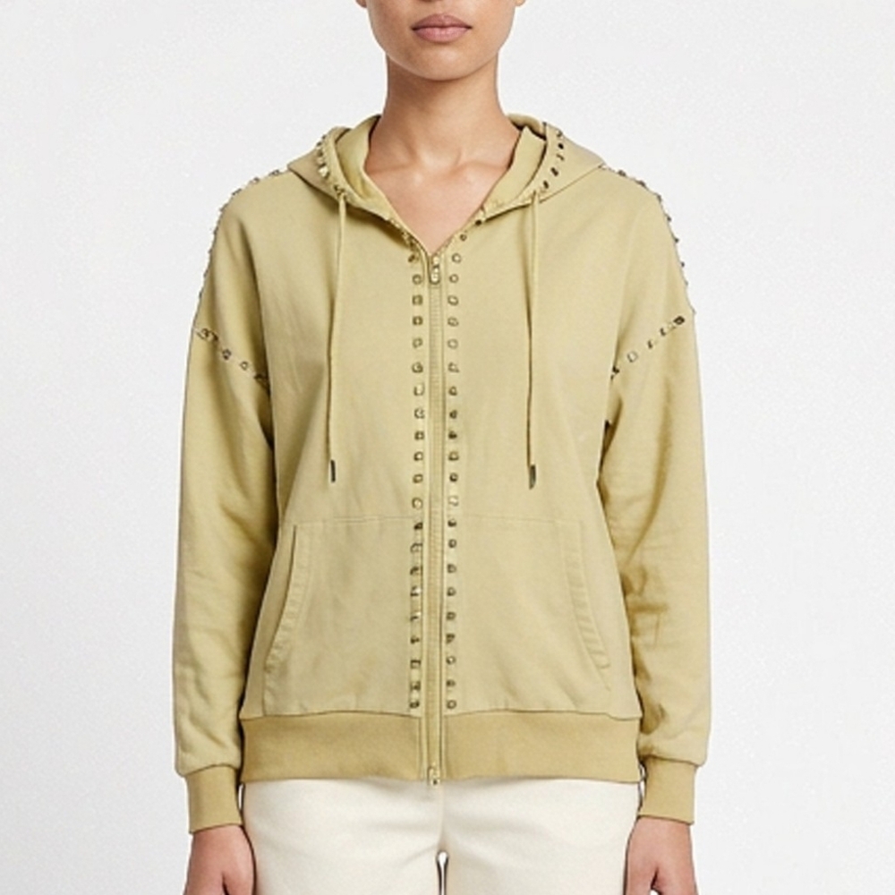 BRIAN Bailey zip-up studded hoodie sweater top